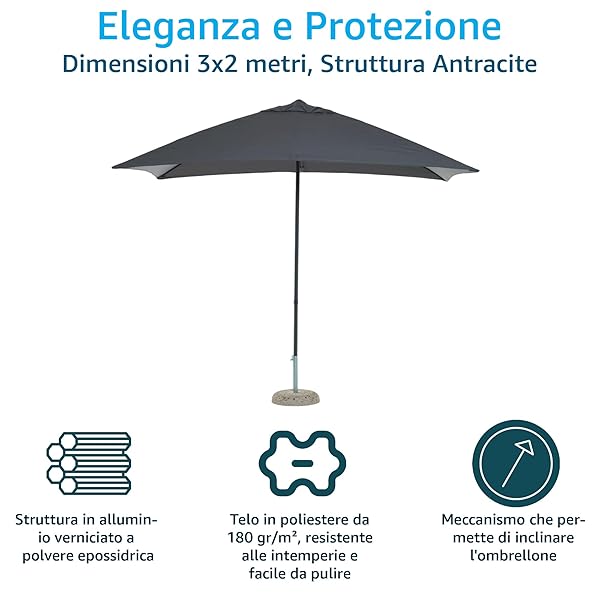 Salmar Ombrellone Alluminio Lipari Mt.3X2 Antracite