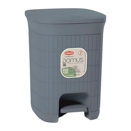 Pattumiera Domus 20Lt con Pedale Plastica Riciclata Coperchio Moderno Blue Stefanplast