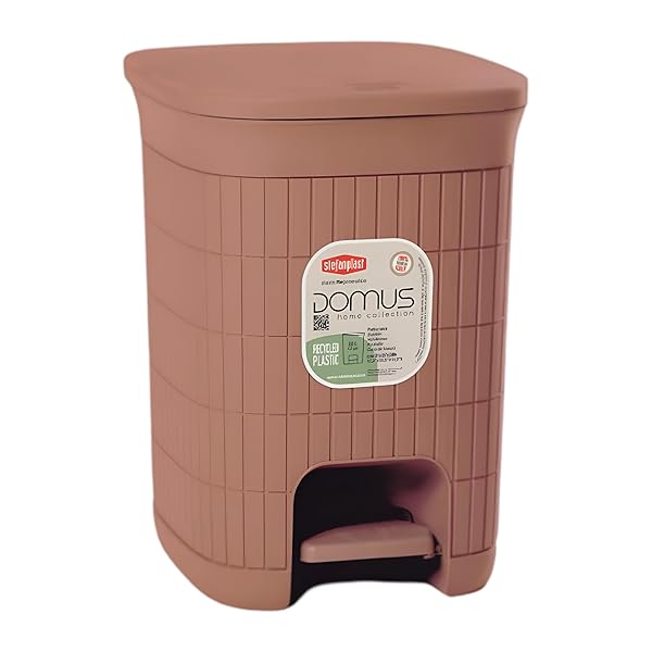 Pattumiera Domus 20Lt con Pedale Plastica Riciclata Coperchio Moderno Mocha Stefanplast