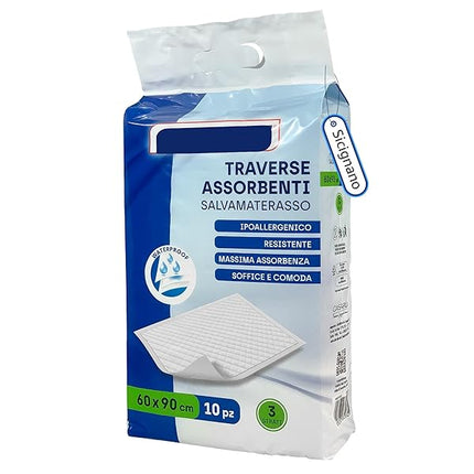Irge Traverse Salva Materasso 60x90 cm Set 10 Pezzi Ipoallergeniche Waterproof 3 Strati Irge