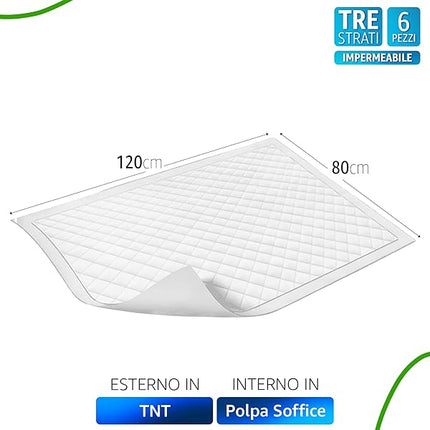 Irge Traverse Salva Materasso 80x120 cm Set 6 Pezzi Ipoallergeniche Waterproof 3 Strati Irge