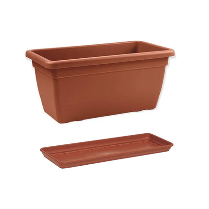 Stefanplast Sottovaso Rettangolare In Plastica – Sottocassetta Maxi Per Fioriere – Misure 60/80/100 Cm – Terracotta/Tortora