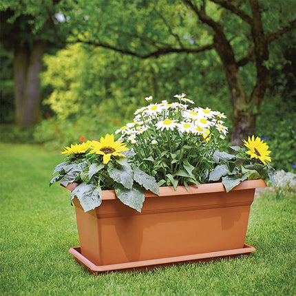Stefanplast Sottovaso Rettangolare In Plastica – Sottocassetta Maxi Per Fioriere – Misure 60/80/100 Cm – Terracotta/Tortora