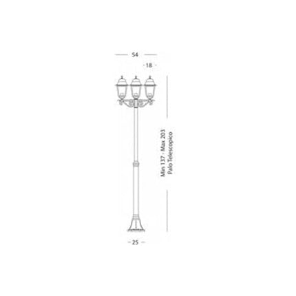 Sovil Illuminazione, Palo Tre Luci - Linea Old e Linea Mini Quadrata Sovil