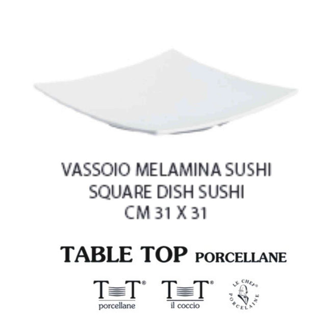 Vassoio Melamina Sushi Cm.31X31 Bianco Table Top
