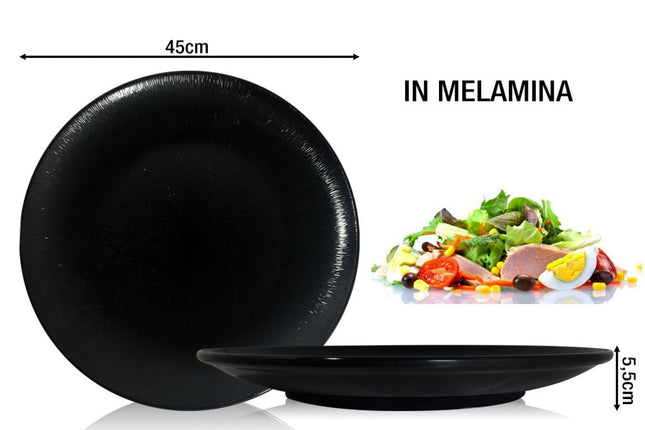 Table Top Vassoio Melamina Tondo In Diverse Dimensioni E Altezza, Design Rain E Nero Table Top