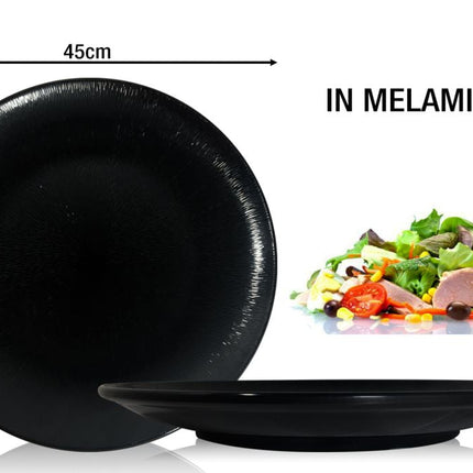 Table Top Vassoio Melamina Tondo In Diverse Dimensioni E Altezza, Design Rain E Nero Nero 45 x 5.5 cm Table Top
