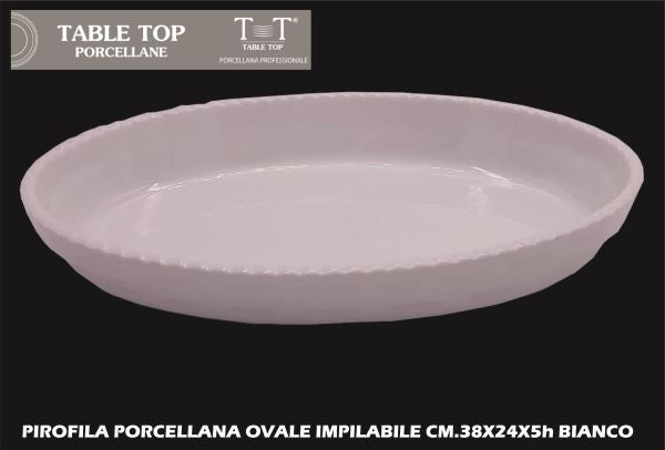 Table Top Pirofila Porcellana Impilabile Rettangolare E Ovale In Vari Formati Bianco