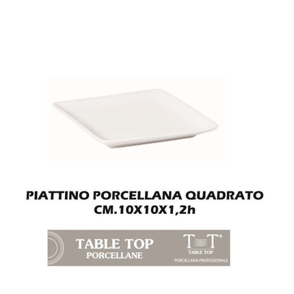 Piattino Porcellana Quadrato Cm.10X10X1
