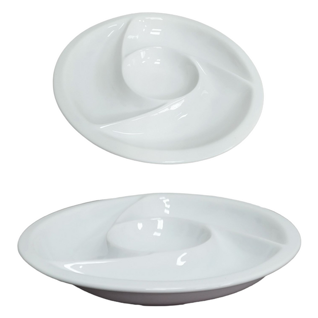 Vassoio 4 Scomparti Porcellana Cm.24,5X3,5H Bianco