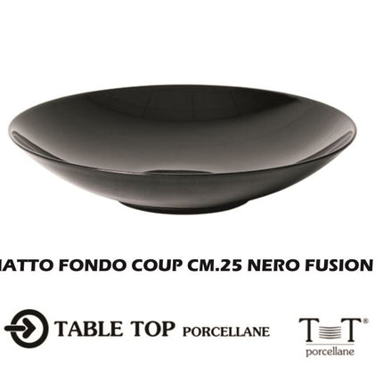 Piatto Fondo Coup Porcellana Cm.25 Nero Fusion-8053369010373