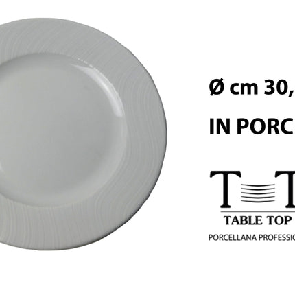 Table Top Set Piatti Waves in Porcellana Professionale Lavabili in Lavastoviglie Piano 30.5 cm Table Top