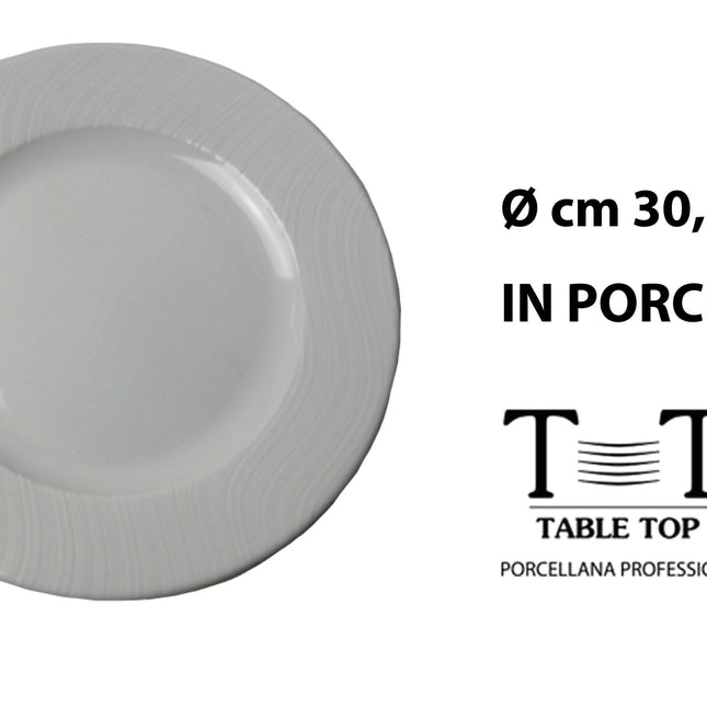 Table Top Set Piatti Waves in Porcellana Professionale Lavabili in Lavastoviglie Piano 30.5 cm Table Top