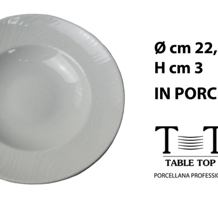 Table Top Set Piatti Waves in Porcellana Professionale Lavabili in Lavastoviglie Fondo 22.5 cm Table Top