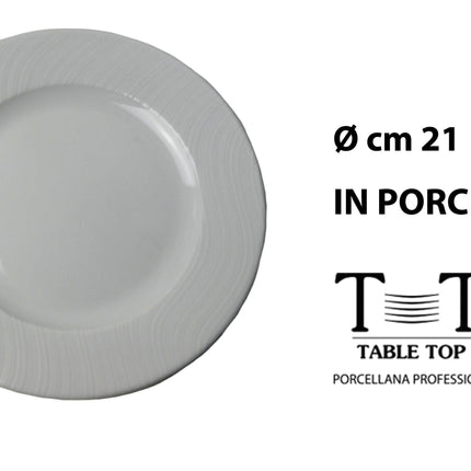 Table Top Set Piatti Waves in Porcellana Professionale Lavabili in Lavastoviglie Piano 21 cm Table Top