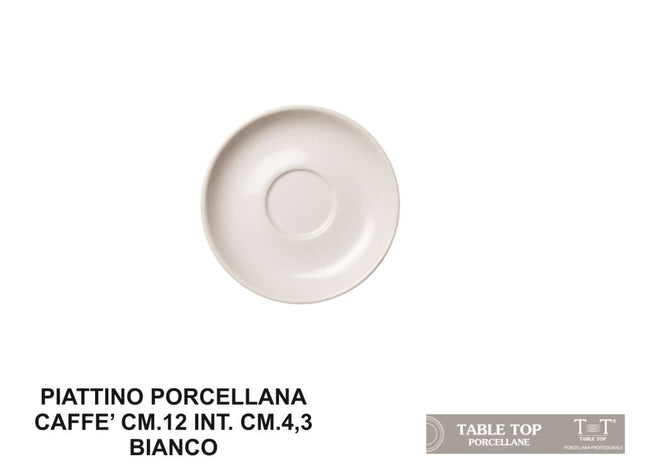 Piattino Porcellana Caffe' Cm.12 Int. Cm.4,3 Table Top