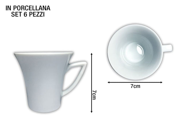 Tazzine Caffe' Conf.6Pz. S/Piatt. Bianco Happa Table Top