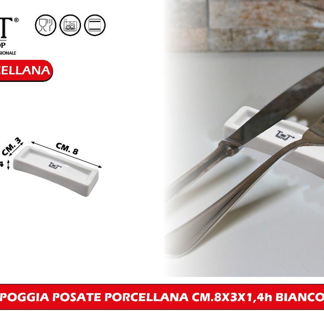 Poggia Posate Porcellana Cm.8X3X1,4H Bianco