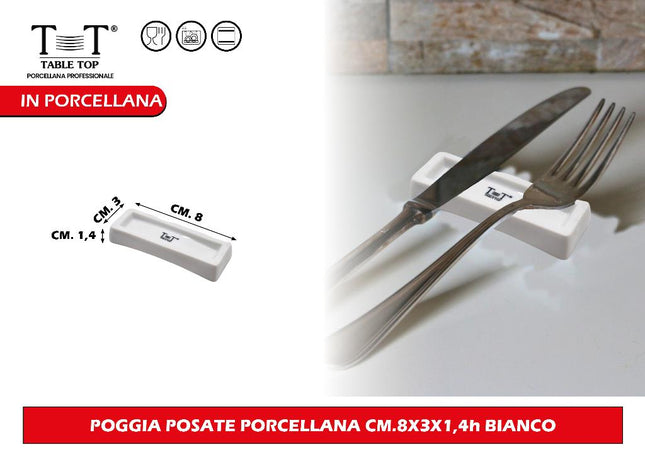 Poggia Posate Porcellana Cm.8X3X1,4H Bianco Table Top