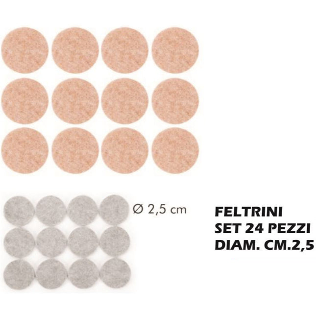 Feltrini Adesivi Set 24 Pz. Mm.25 Marrone-8595028489651
