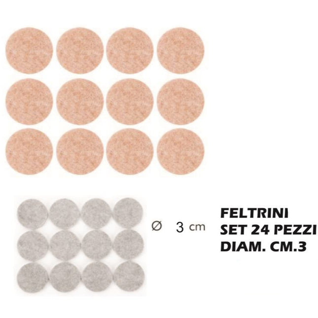 Feltrini Adesivi Set 24 Pz. Mm.30 Marrone-8595028491234