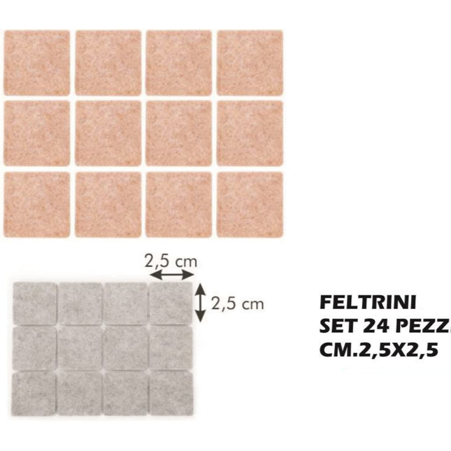 Feltrini Adesivi Set 24 Pz. Mm.25X25 Marrone-8595028491241