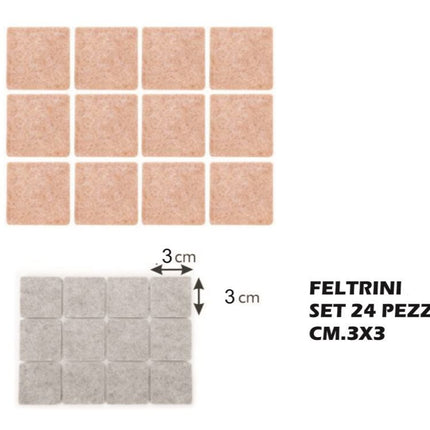 Feltrini Adesivi Set 24 Pz. Mm.30X30 Marrone-8595028491258