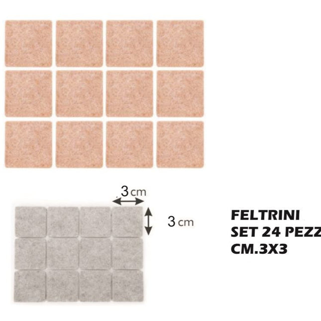 Feltrini Adesivi Set 24 Pz. Mm.30X30 Marrone-8595028491258