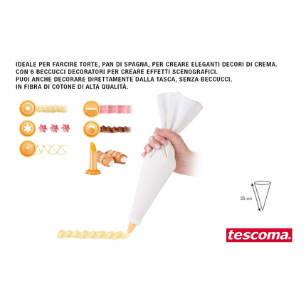 Borsa X Decorazione per Cucina Cm.30-40 Set 10 Pz. Con Beccucci Monouso E Tessuto