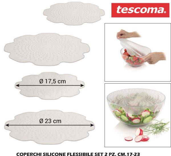 Coperchi Silicone Flessibile Set 2 Pz. Cm.17-23
