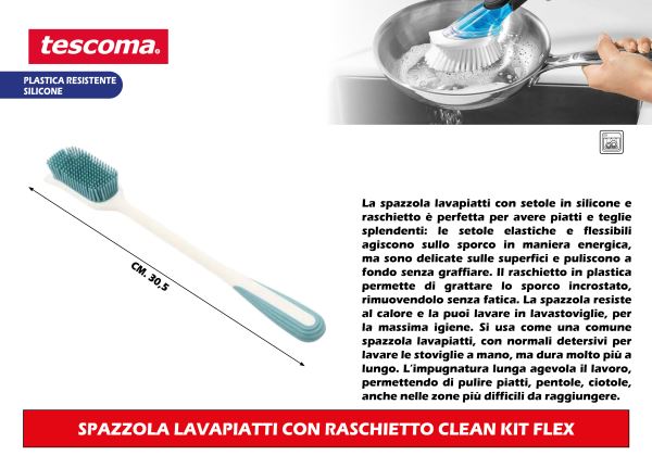 Spazzola Lavapiatti Con Raschietto Clean Kit Flex