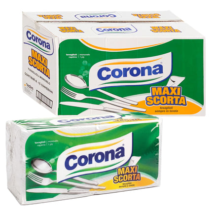 Tovaglioli Corona Maxi Scorta 180 Pezzi – Gr.350, Resistenti e Assorbenti, Made in Italy MAXI SCORTA | 15 Confezioni (2700pz) Corona