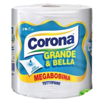 Rotolone Corona Grande&Bella 2 Veli – 1 Rotolo da 1,125kg, Carta Igienica Extra Grande Made in Italy Corona