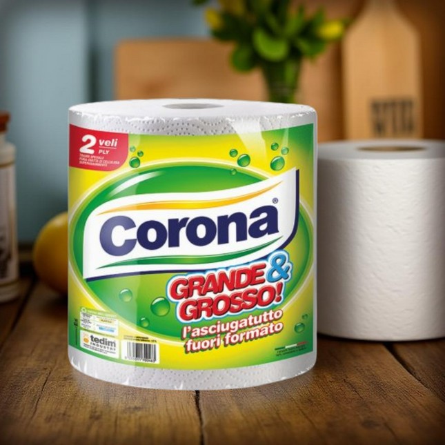 Rotolone Carta Corona Grande&Grosso Singolo/3 Pezzi – 2 Veli, Rotolo da 816 g, Super Assorbente, Made in Italy Corona