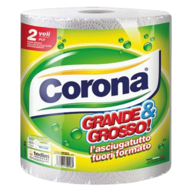 Rotolone Carta Corona Grande&Grosso Singolo/3 Pezzi – 2 Veli, Rotolo da 816 g, Super Assorbente, Made in Italy Singolo Corona