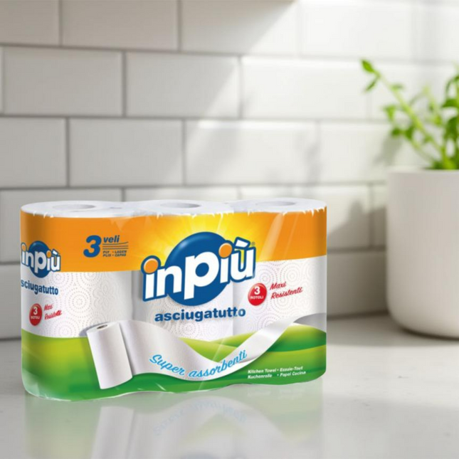 Tedim Rotolo Asciugatutto 3 Veli – 600 g, Confezione 3 Pezzi, Super Assorbente e Resistente, Made in Italy Tedim