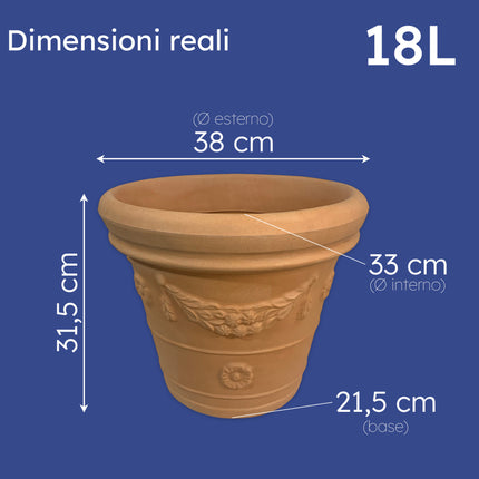 Tecknoplast Vaso Festonato Doppio Bordo Impruneta: L'Eleganza Classica Per I Tuoi Spazi Esterni Ø 40 cm Tecknoplast