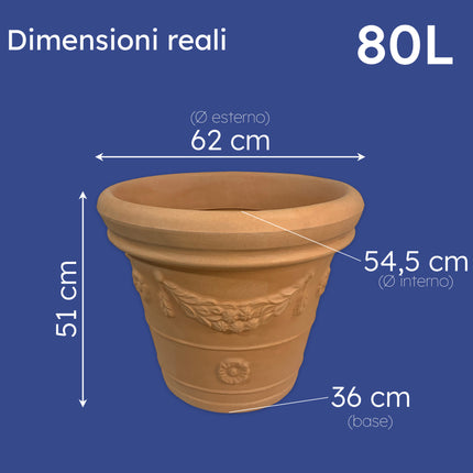 Tecknoplast Vaso Festonato Doppio Bordo Impruneta: L'Eleganza Classica Per I Tuoi Spazi Esterni Ø 65 cm Tecknoplast