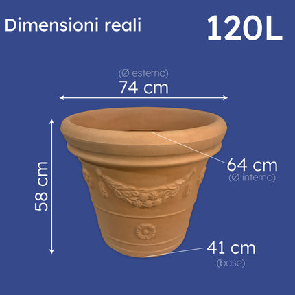 Tecknoplast Vaso Festonato Doppio Bordo Impruneta: L'Eleganza Classica Per I Tuoi Spazi Esterni Ø 75 cm Tecknoplast
