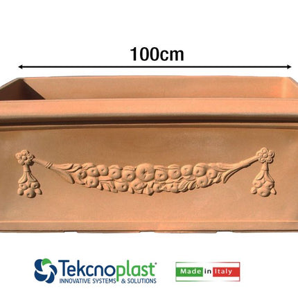 Fioriera Festonata Impruneta In Resina, Design Elegante E Resistente Per Giardino E Terrazzo 100x47x38h cm Tecknoplast