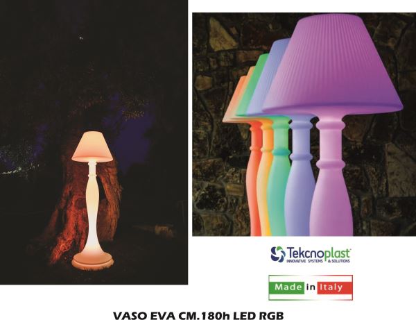Vaso Lampada Eva Led Rgb H180 Cm – Illuminazione D’Arredo Multicolore Per Interni Ed Esterni, Design Moderno Luminoso