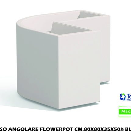 Vaso Angolare Flowerpot 80X80X35X50H Cm 65L – Design Moderno In Polietilene, Made In Italy, Per Interni Ed Esterni
