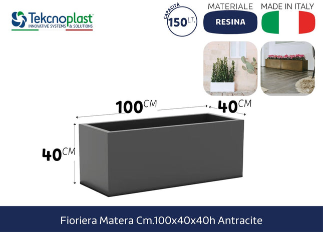 Fioriera Matera Cm.100x40x40h Antracite Tutto Tutto Meno Meno®