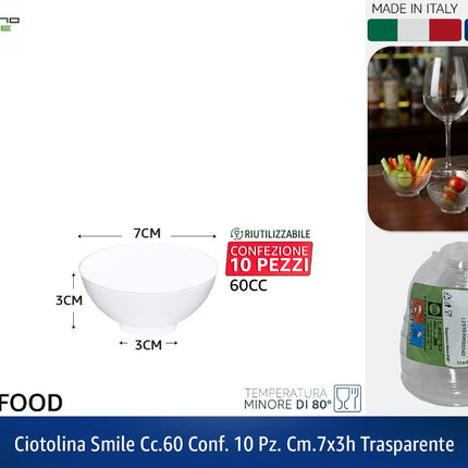CIOTOLINA SMILE CC.60 CONF. 10 PZ. CM.7X3h TRASPARENTE Tecnostyle