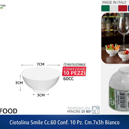 CIOTOLINA SMILE CC.60 CONF. 10 PZ. CM.7X3h BIANCO Tecnostyle