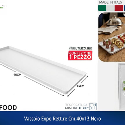 VASSOIO EXPO RETT.RE CM.40X13 BIANCO Tecnostyle