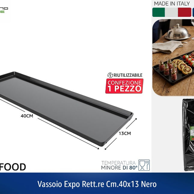 VASSOIO EXPO RETT.RE CM.40X13 NERO Tecnostyle