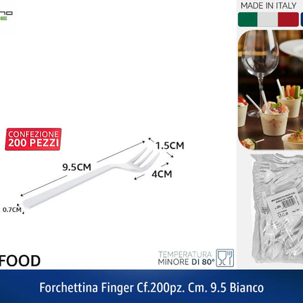 FORCHETTINA FINGER CF.200PZ. CM.10 BIANCO Tecnostyle