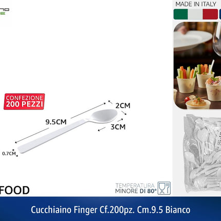 CUCCHIAINO FINGER CF.200PZ. CM.10 BIANCO Tecnostyle