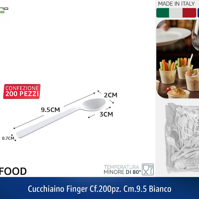 CUCCHIAINO FINGER CF.200PZ. CM.10 BIANCO Tecnostyle